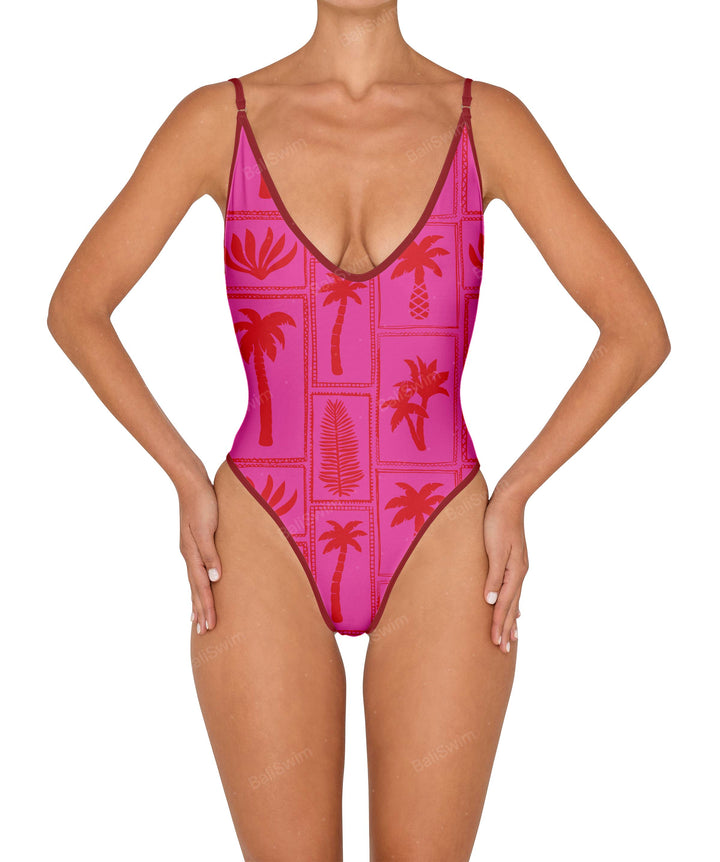 BSWS-S84 Binded Plunge Neck One Piece