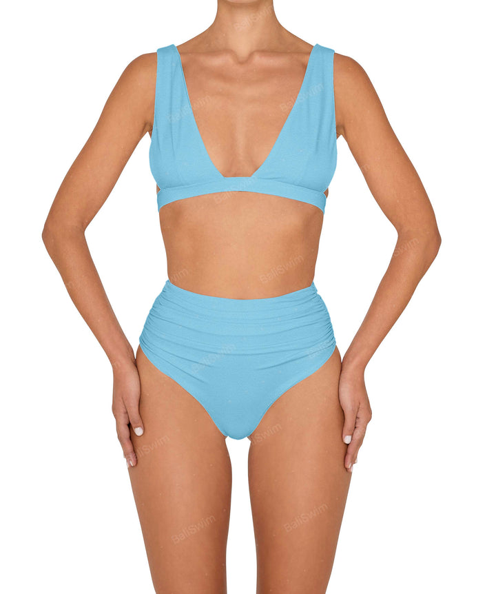 BSWS-B150 Side Shirred High Waisted Bikini Bottom