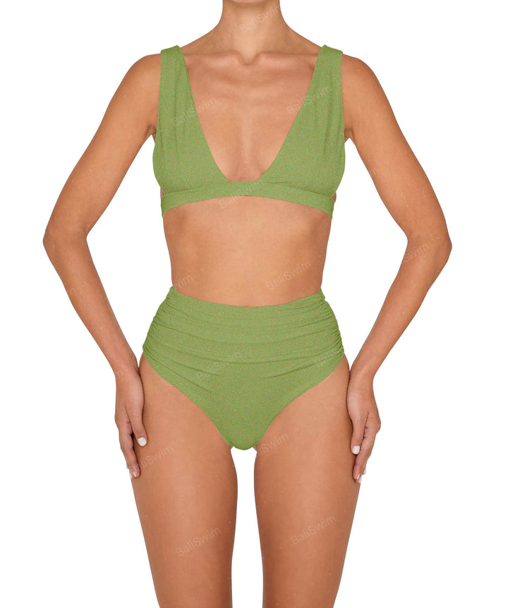 BSWS-B150 Side Shirred High Waisted Bikini Bottom