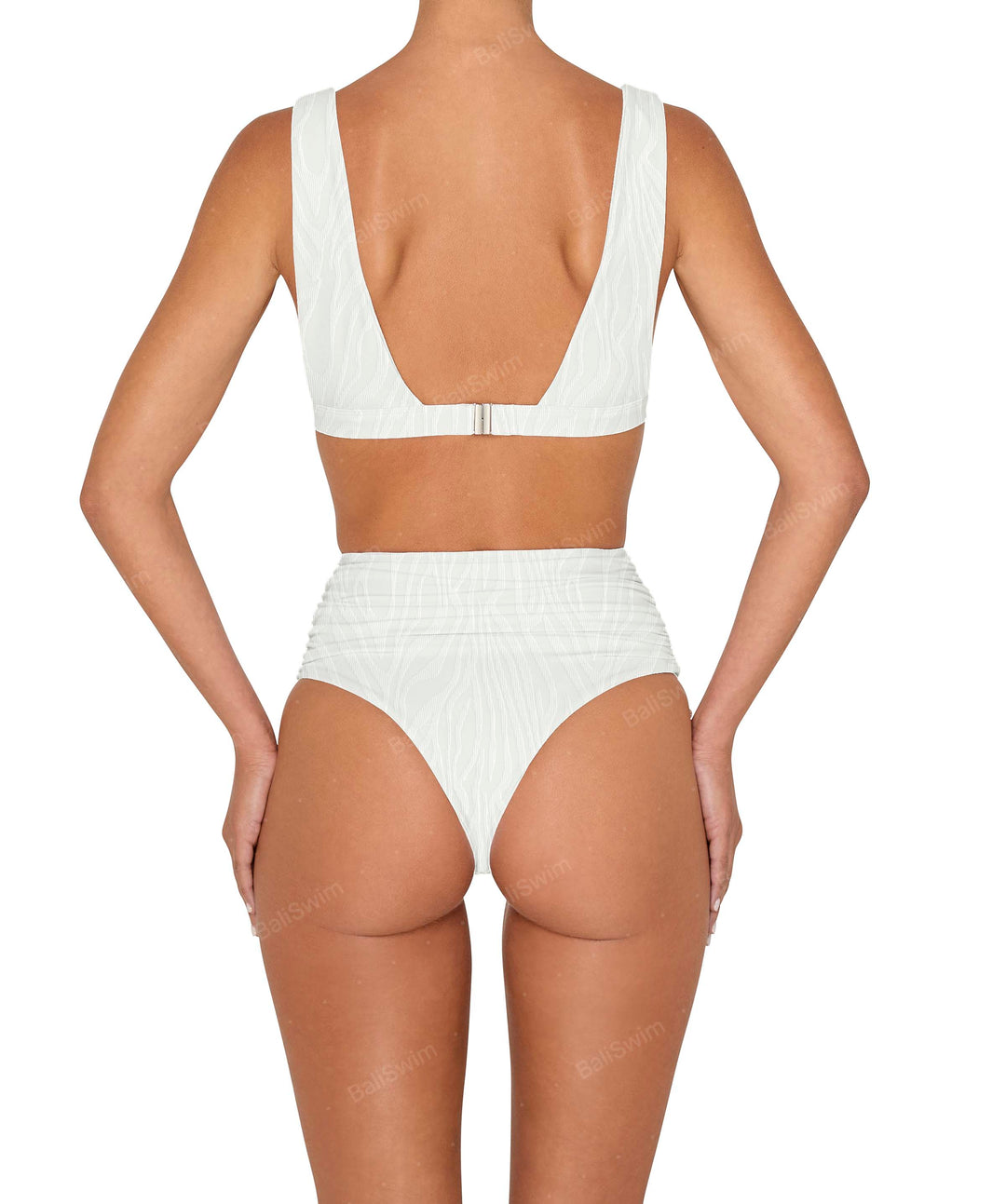 BSWS-B150 Side Shirred High Waisted Bikini Bottom
