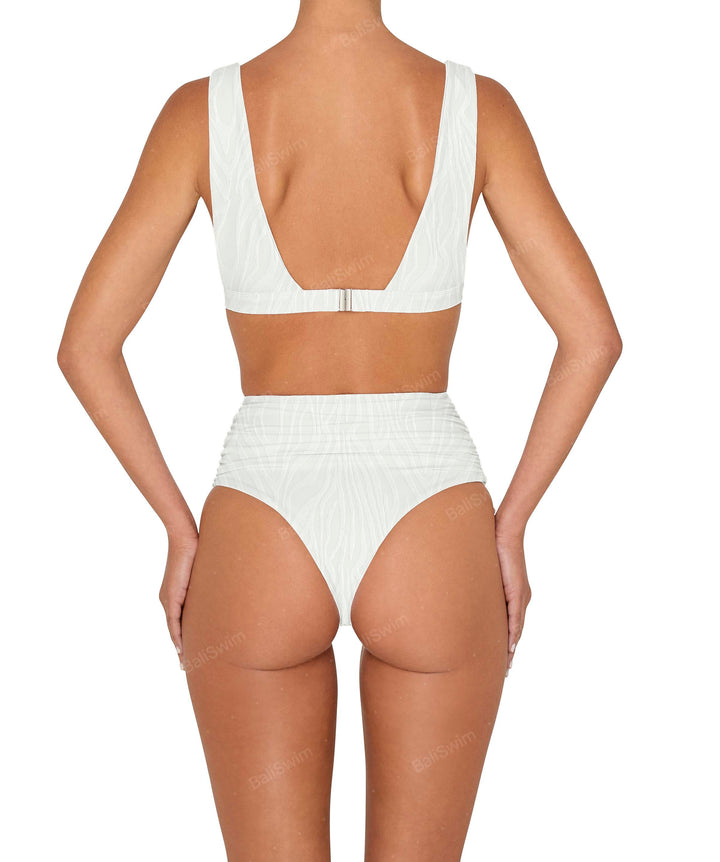 BSWS-B150 Side Shirred High Waisted Bikini Bottom