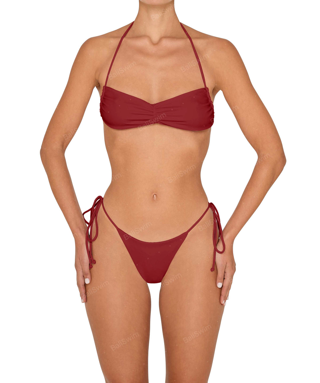 BSWS-T151 Side Tunnel Shirred Bandeau Tie Top