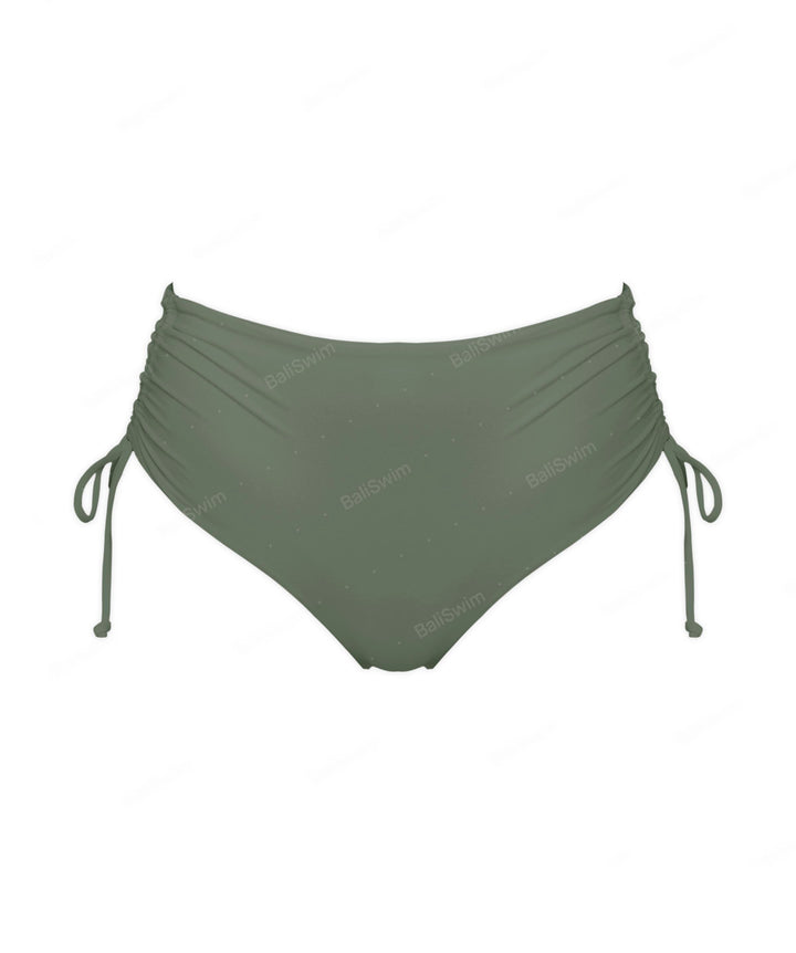 BSWS-B89 Side Ruched High Rise Bikini Bottom