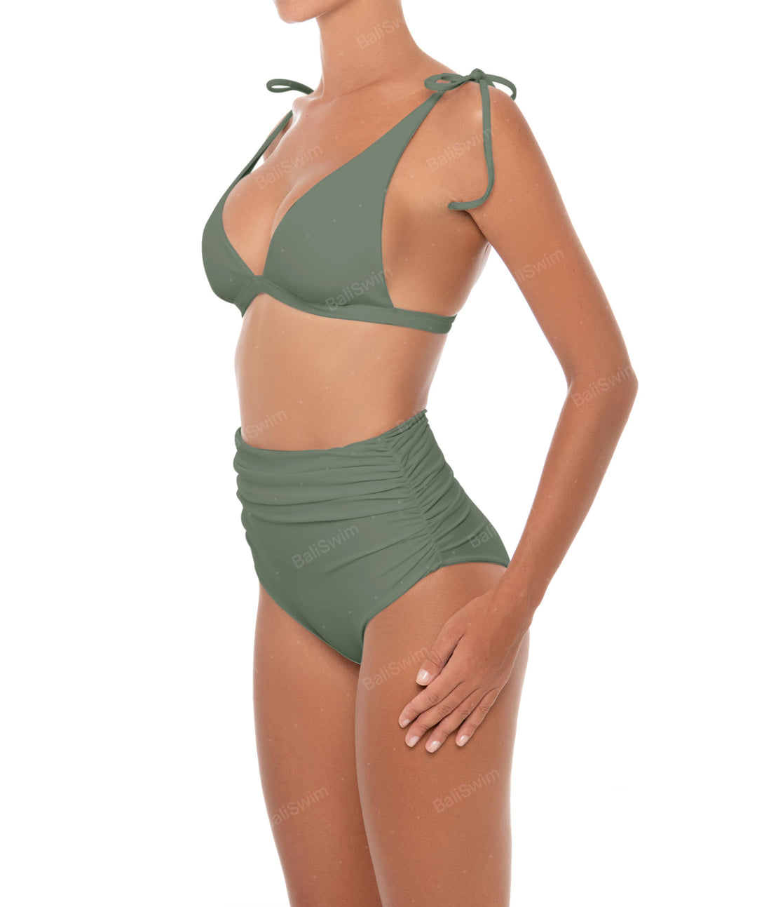 BSWS-B31 Gathered High Rise Bikini Bottom