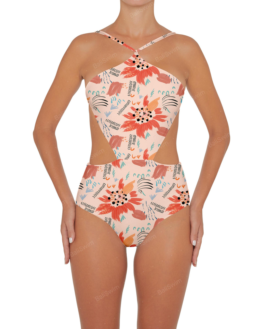 BSWS-S45 Peek a Boo Halter One Piece