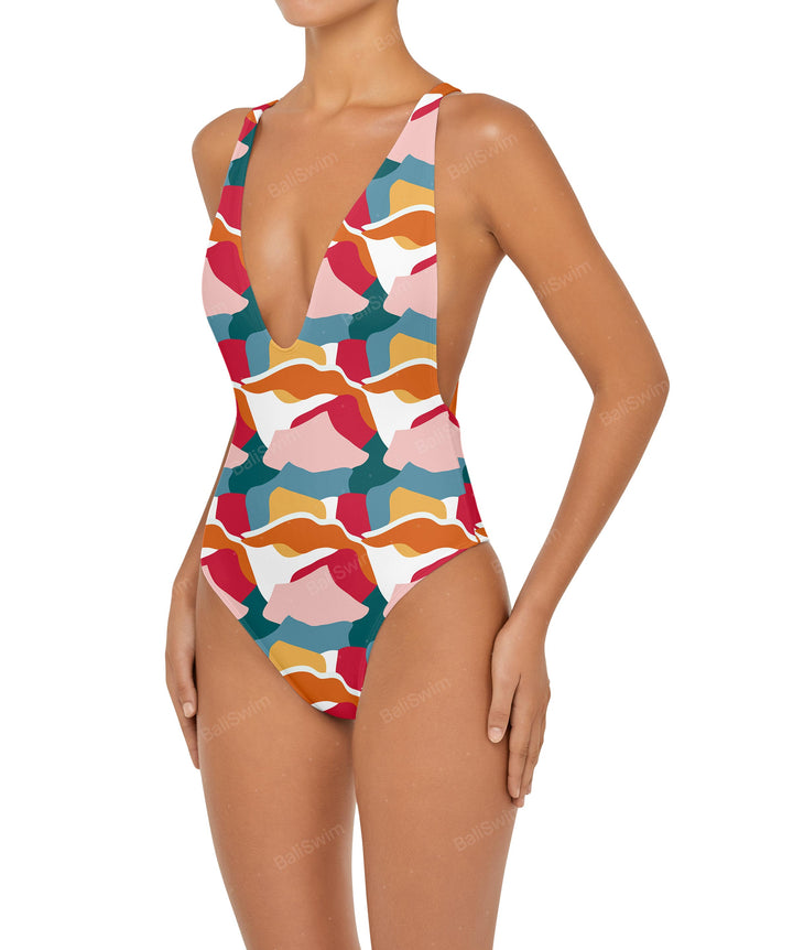 BSWS-S54 Low Back Criss Cross One Piece