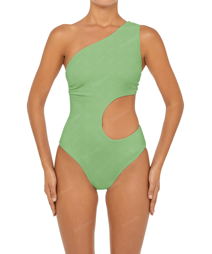BSWS-S55 Cut Out One Shoulder Swimsuit