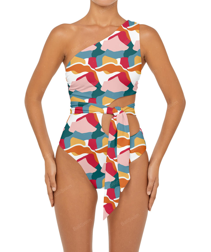 BSWS-S55 Cut Out One Shoulder Swimsuit