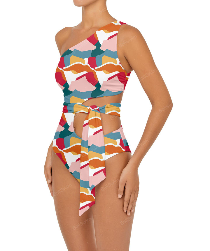 BSWS-S55 Cut Out One Shoulder Swimsuit