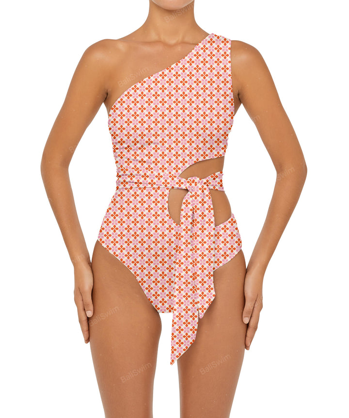 BSWS-S55 Cut Out One Shoulder Swimsuit