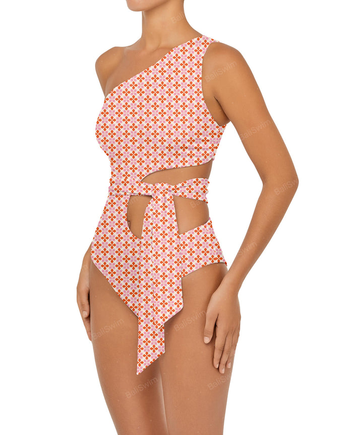 BSWS-S55 Cut Out One Shoulder Swimsuit