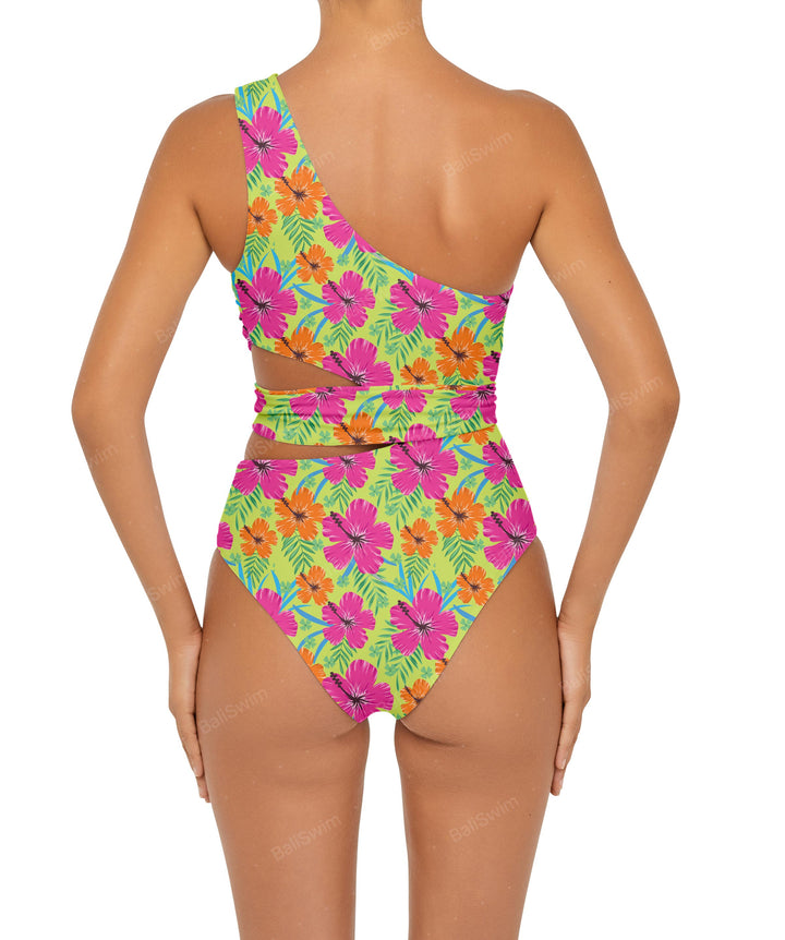 BSWS-S55 Cut Out One Shoulder Swimsuit