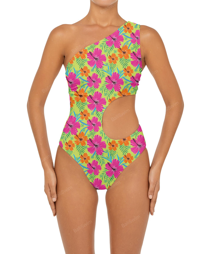 BSWS-S55 Cut Out One Shoulder Swimsuit