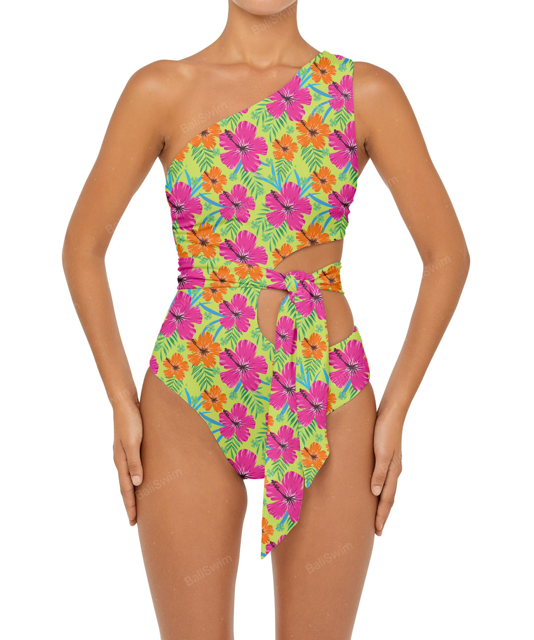 BSWS-S55 Cut Out One Shoulder Swimsuit