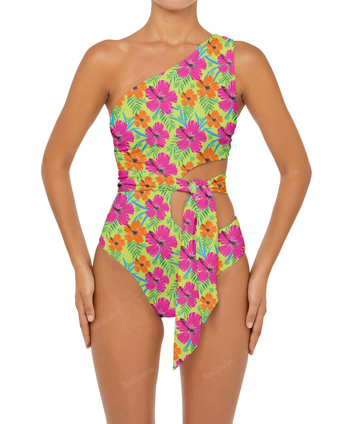 BSWS-S55 Cut Out One Shoulder Swimsuit