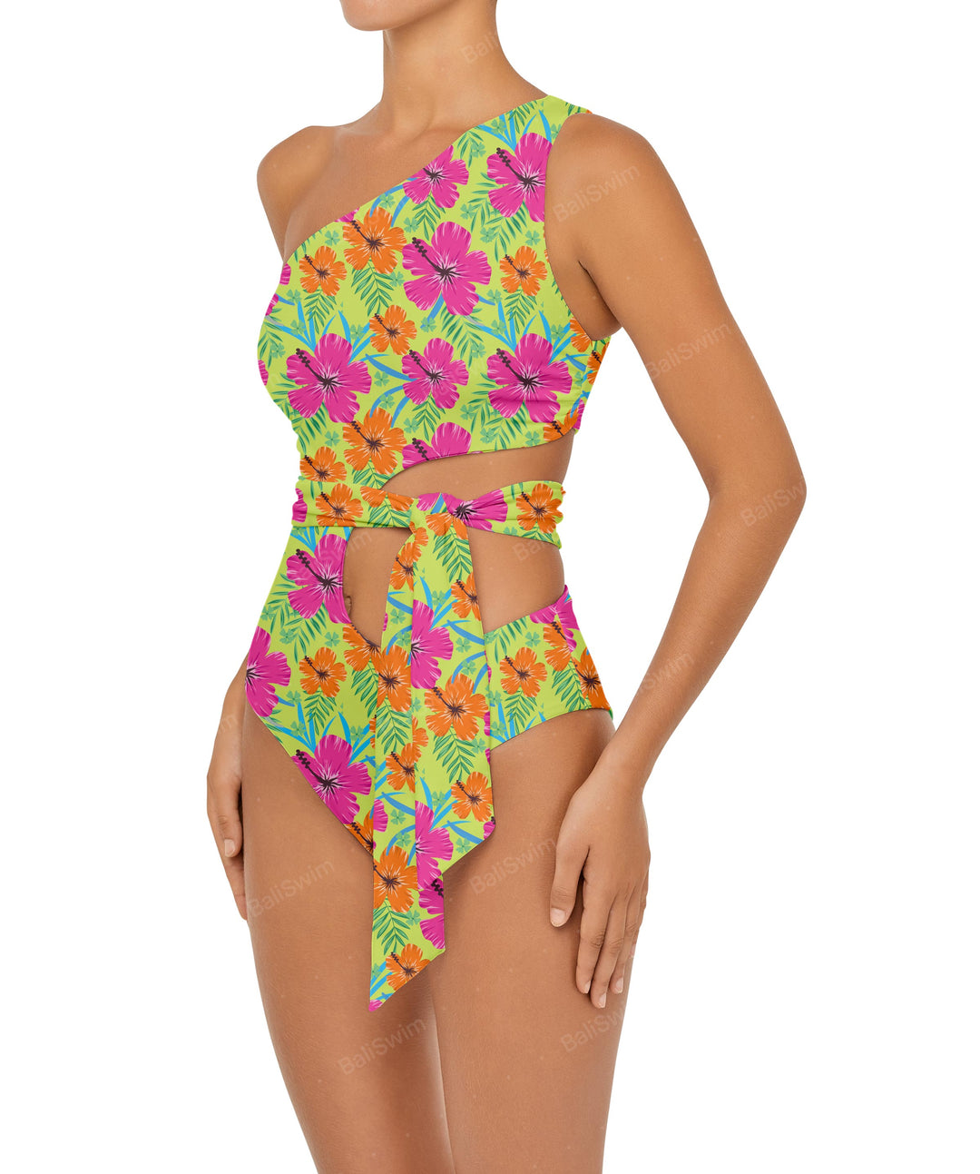 BSWS-S55 Cut Out One Shoulder Swimsuit
