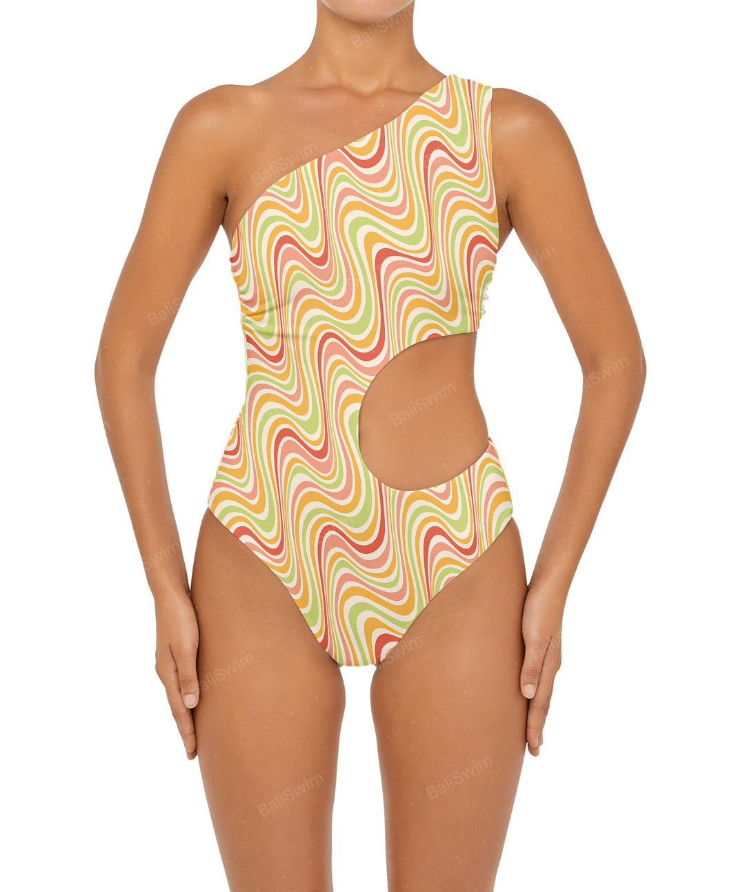 BSWS-S55 Cut Out One Shoulder Swimsuit