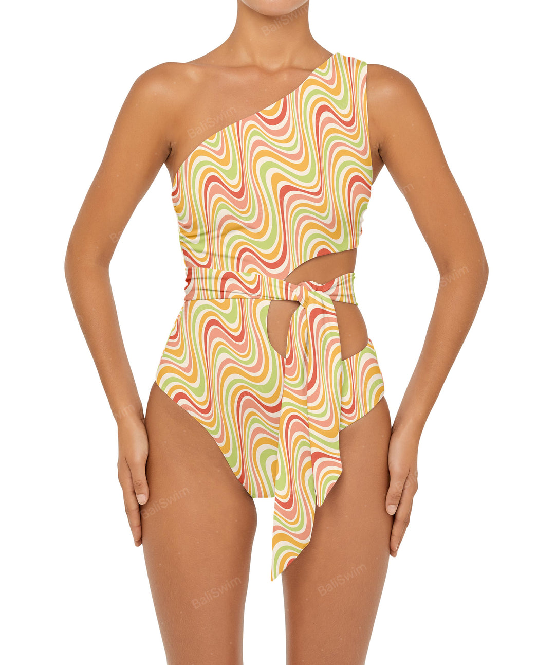 BSWS-S55 Cut Out One Shoulder Swimsuit