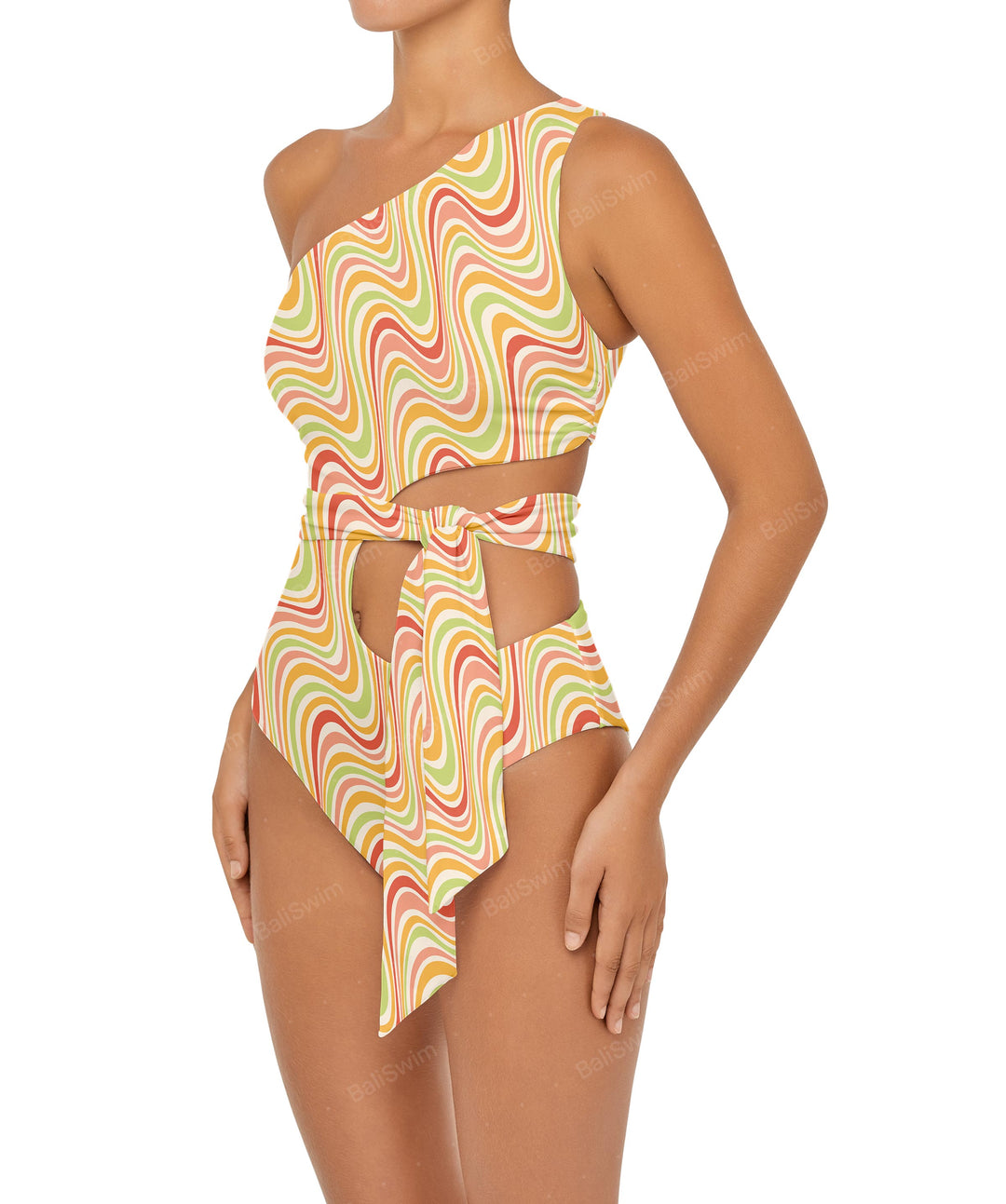 BSWS-S55 Cut Out One Shoulder Swimsuit
