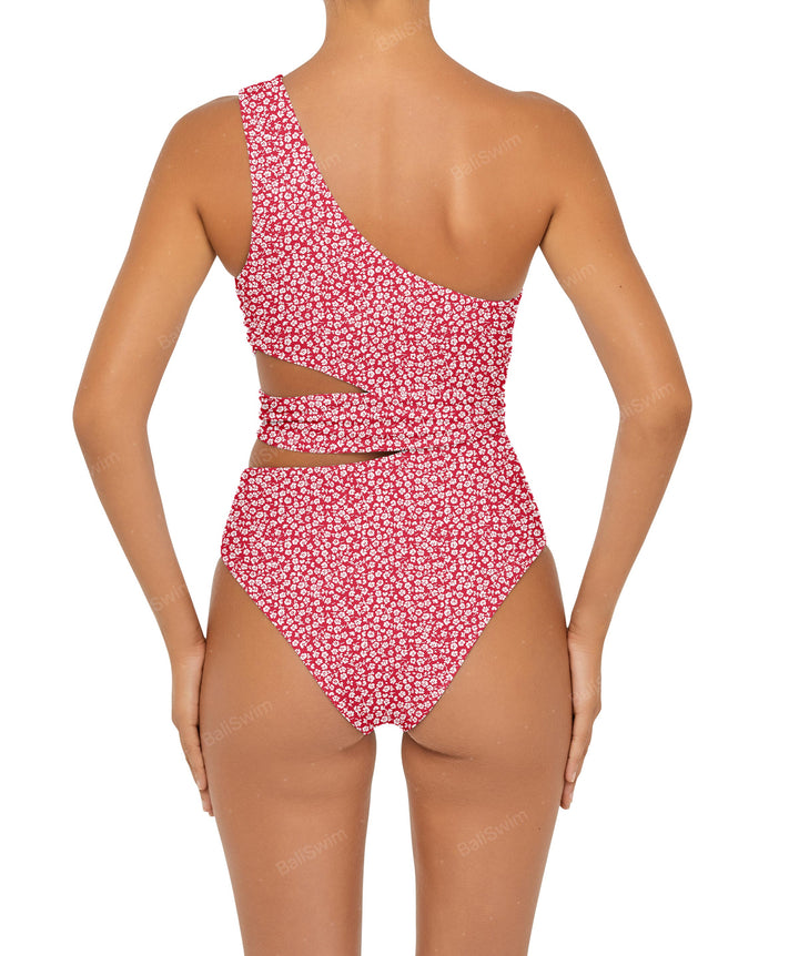 BSWS-S55 Cut Out One Shoulder Swimsuit