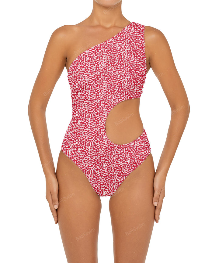 BSWS-S55 Cut Out One Shoulder Swimsuit