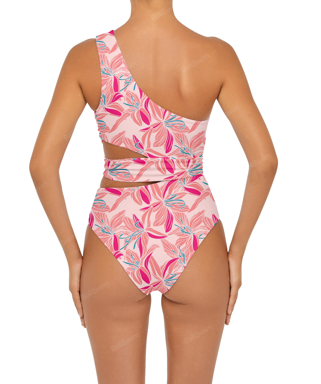 BSWS-S55 Cut Out One Shoulder Swimsuit