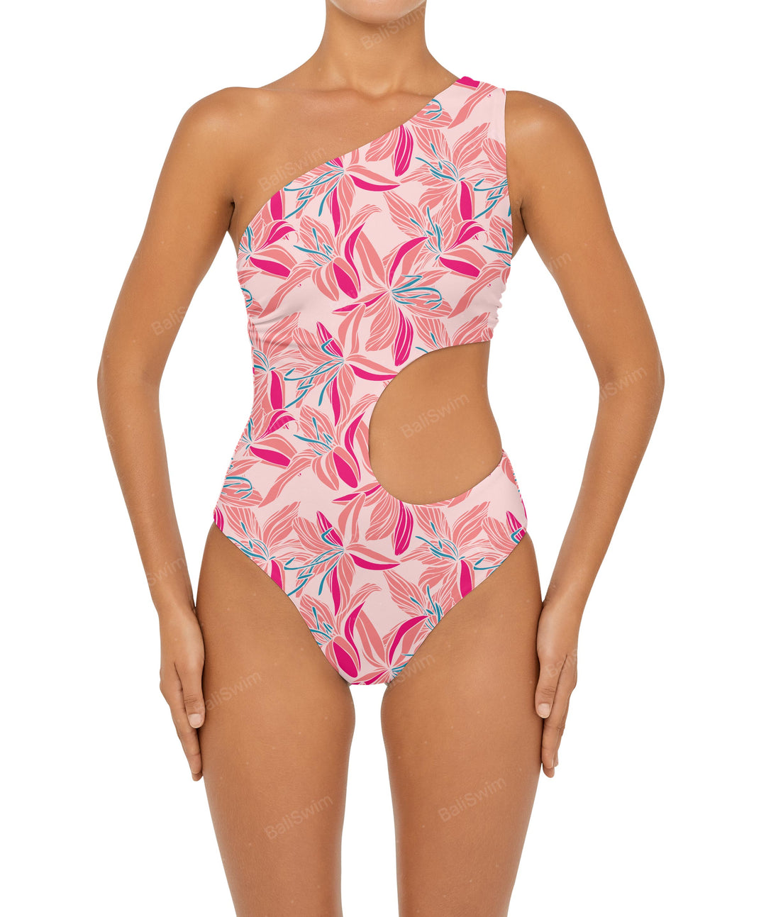 BSWS-S55 Cut Out One Shoulder Swimsuit