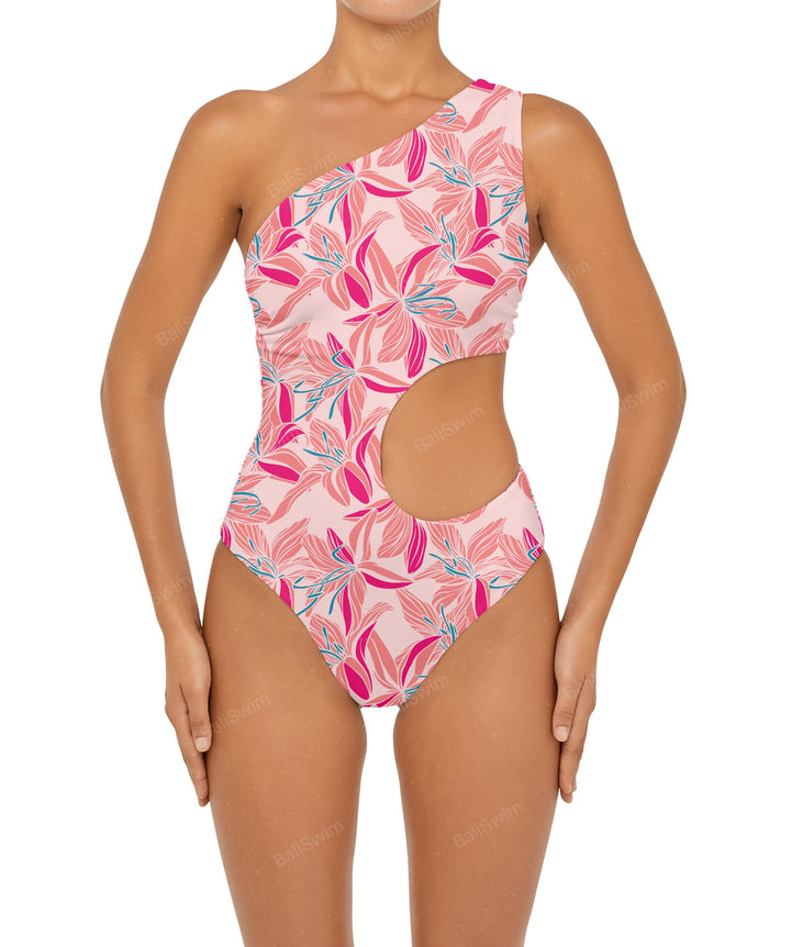 BSWS-S55 Cut Out One Shoulder Swimsuit