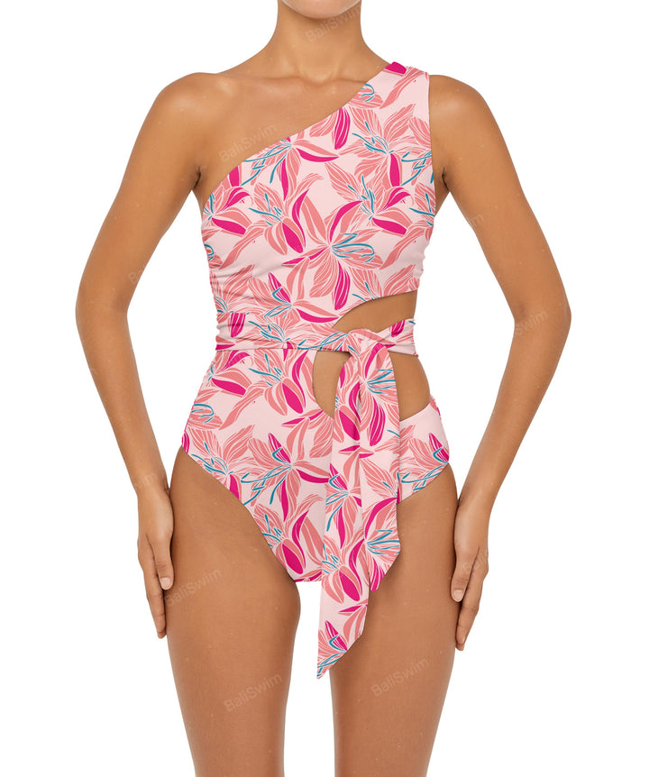 BSWS-S55 Cut Out One Shoulder Swimsuit