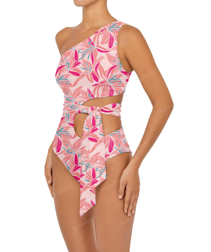 BSWS-S55 Cut Out One Shoulder Swimsuit