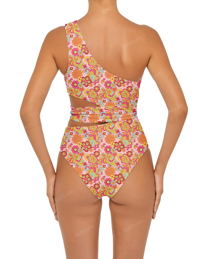 BSWS-S55 Cut Out One Shoulder Swimsuit
