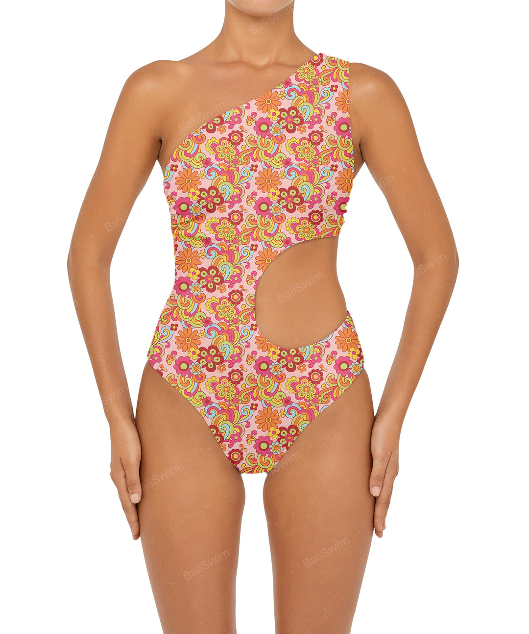BSWS-S55 Cut Out One Shoulder Swimsuit