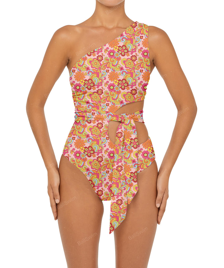 BSWS-S55 Cut Out One Shoulder Swimsuit