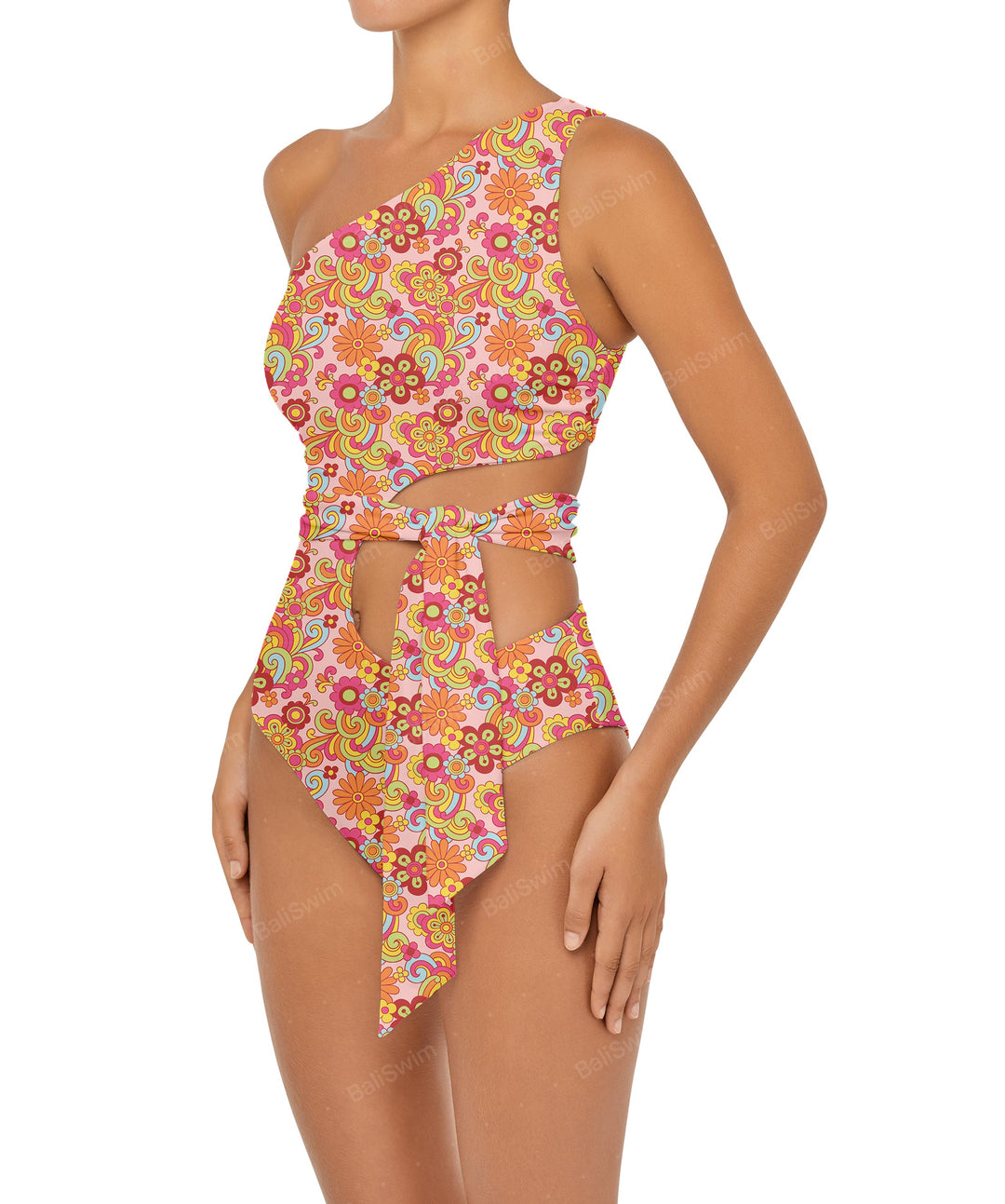 BSWS-S55 Cut Out One Shoulder Swimsuit