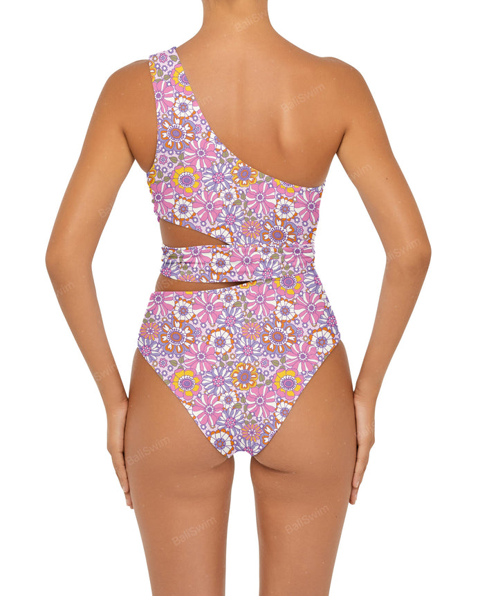 BSWS-S55 Cut Out One Shoulder Swimsuit