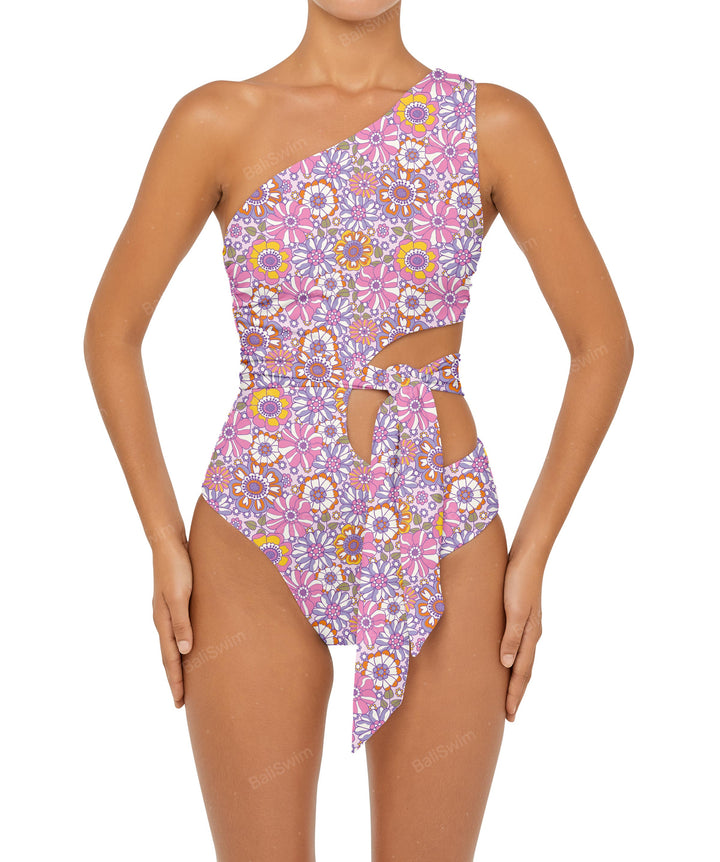 BSWS-S55 Cut Out One Shoulder Swimsuit