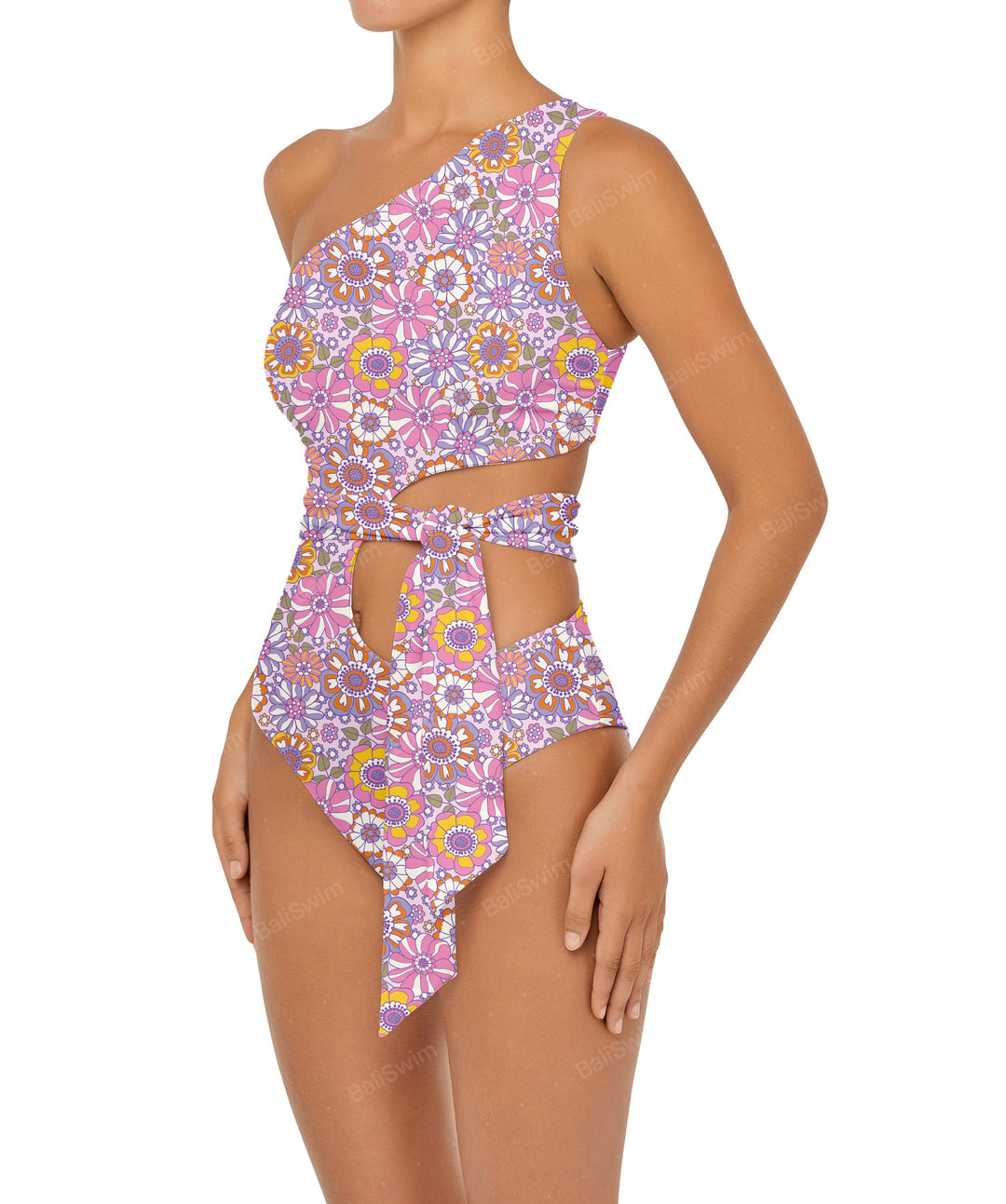 BSWS-S55 Cut Out One Shoulder Swimsuit