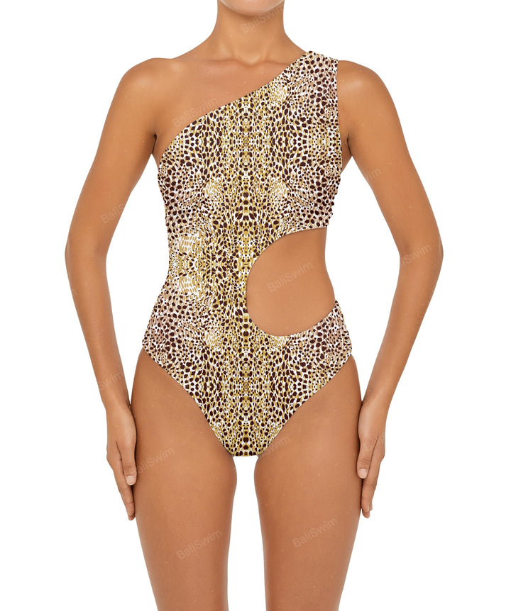 BSWS-S55 Cut Out One Shoulder Swimsuit