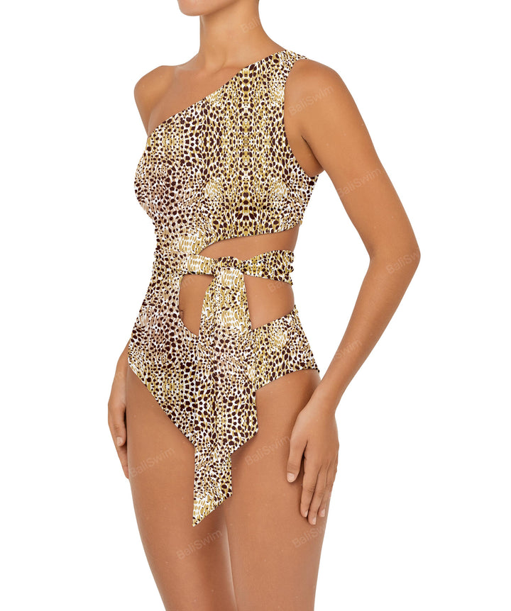 BSWS-S55 Cut Out One Shoulder Swimsuit