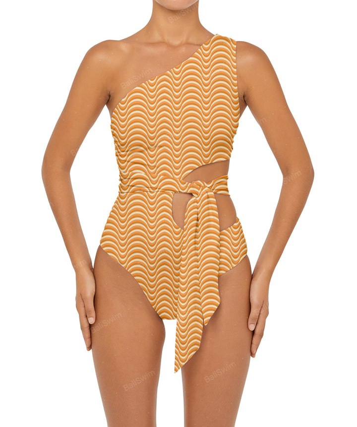 BSWS-S55 Cut Out One Shoulder Swimsuit