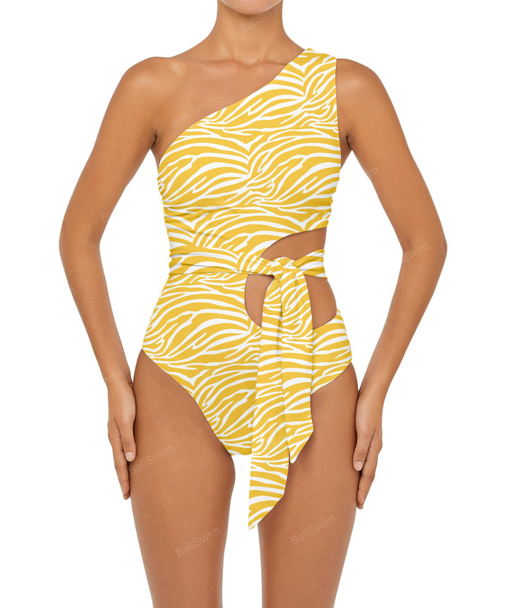 BSWS-S55 Cut Out One Shoulder Swimsuit