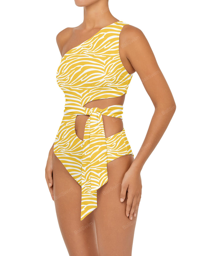 BSWS-S55 Cut Out One Shoulder Swimsuit
