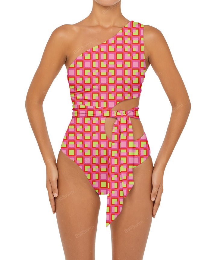 BSWS-S55 Cut Out One Shoulder Swimsuit