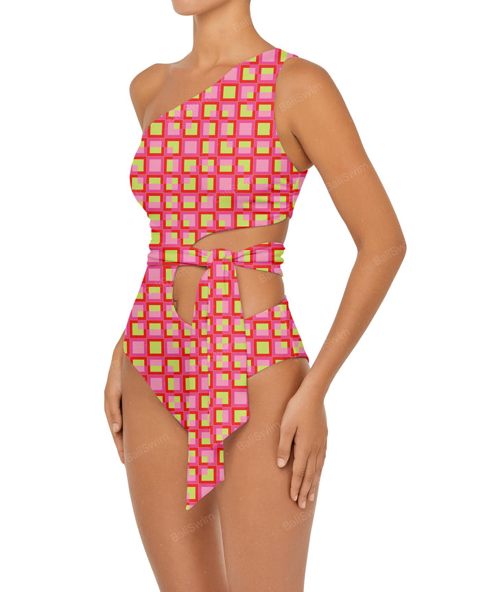 BSWS-S55 Cut Out One Shoulder Swimsuit