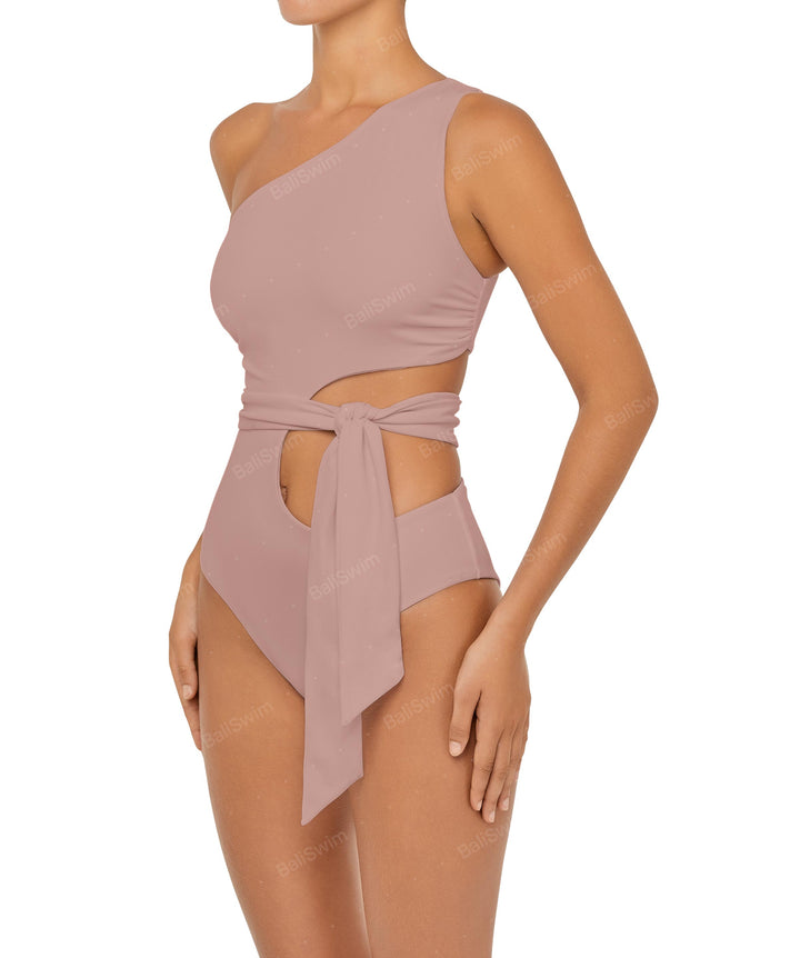 BSWS-S55 Cut Out One Shoulder Swimsuit