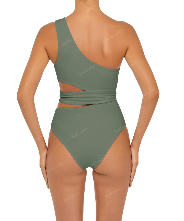 BSWS-S55 Cut Out One Shoulder Swimsuit
