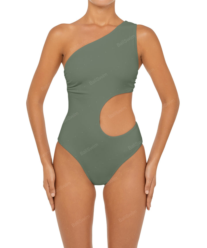 BSWS-S55 Cut Out One Shoulder Swimsuit