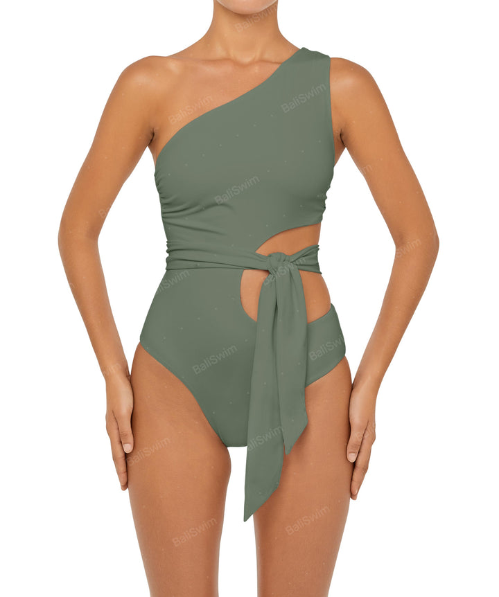 BSWS-S55 Cut Out One Shoulder Swimsuit
