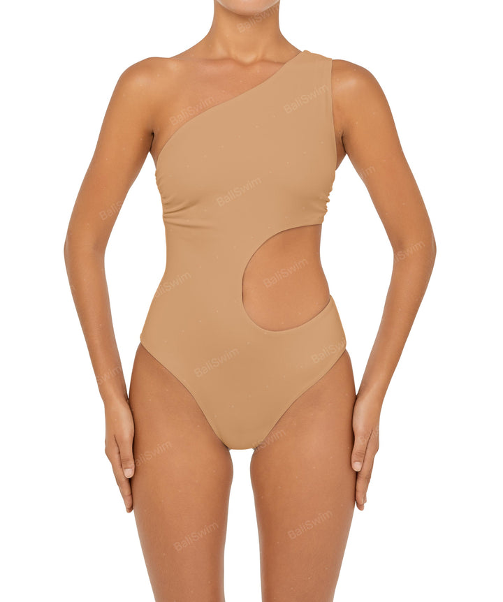 BSWS-S55 Cut Out One Shoulder Swimsuit