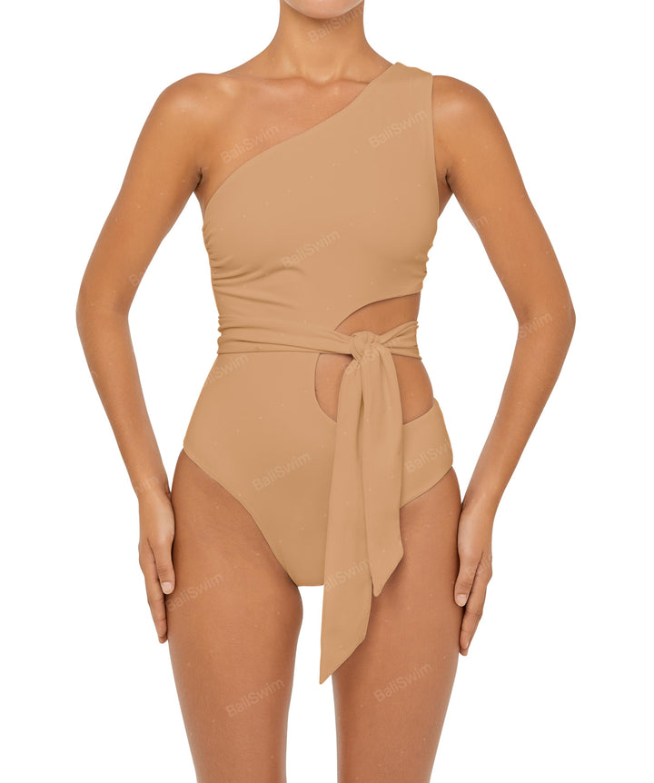 BSWS-S55 Cut Out One Shoulder Swimsuit